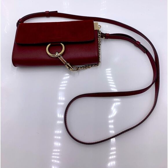 Auth Chloe Mini Faye Crossbody Ex++ Burgundy Suede Leather - Picture 9 of 13